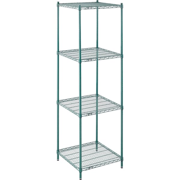 Nexel Wire Shelving, Green Epoxy, 42W X 24D X 86H 24428G - main